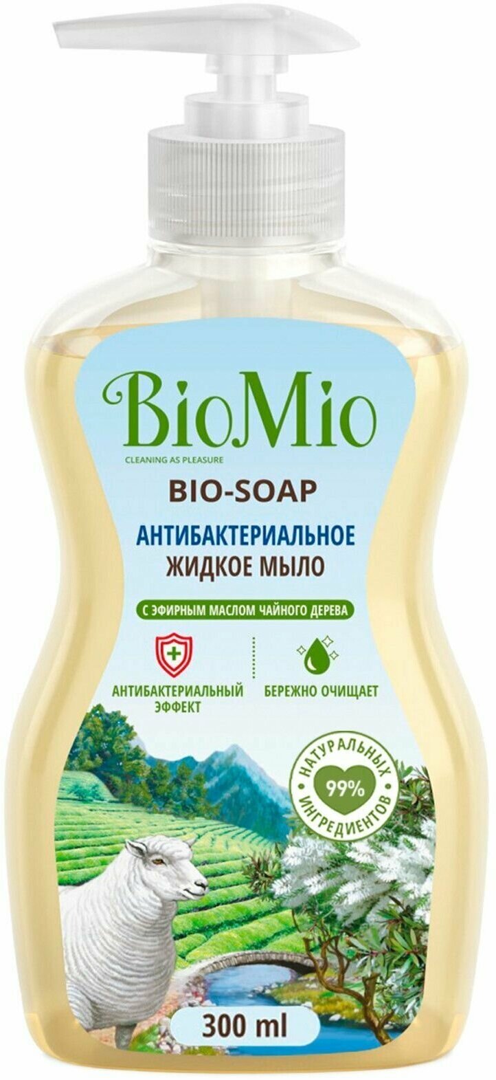 BioMio Мыло антибактериальное жидкое "Bio-soap" с маслом чайного дерева 300 мл