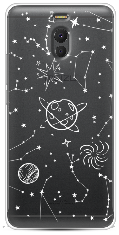 Силиконовый чехол на Meizu M6 Note / Мейзу М6 Ноте "Планеты в космосе", прозрачный