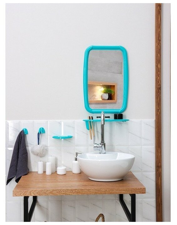 BEROSSI Набор для ванной комнаты Optima, цвет бирюзовый - фотография № 9