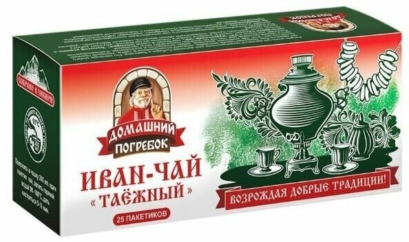 Чай Домашний погребок, Иван-Чай, таёжный, 25 пакетиков, 45 г