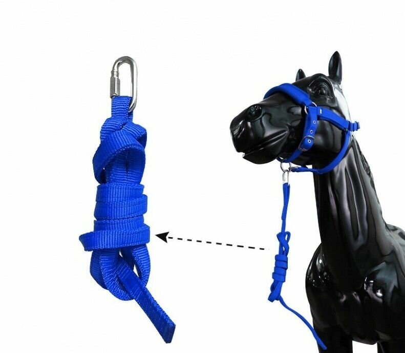 Чомбур, чумбур для лошади, размер L, 3 м, синий - фотография № 1