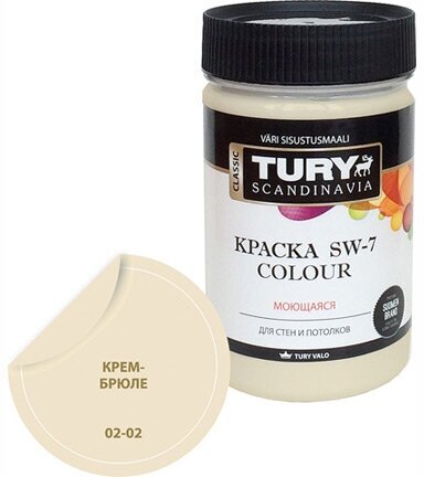 Краска акриловая tury sw-7 colour для стен и потолков моющаяся 0,4кг крем-брюле, арт. крвдsw70,4кб