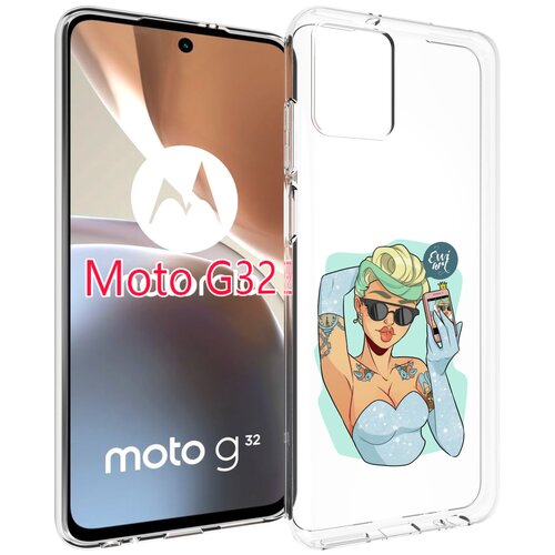 Чехол MyPads девушка с короткой стрижкой женский для Motorola Moto G32 задняя-панель-накладка-бампер