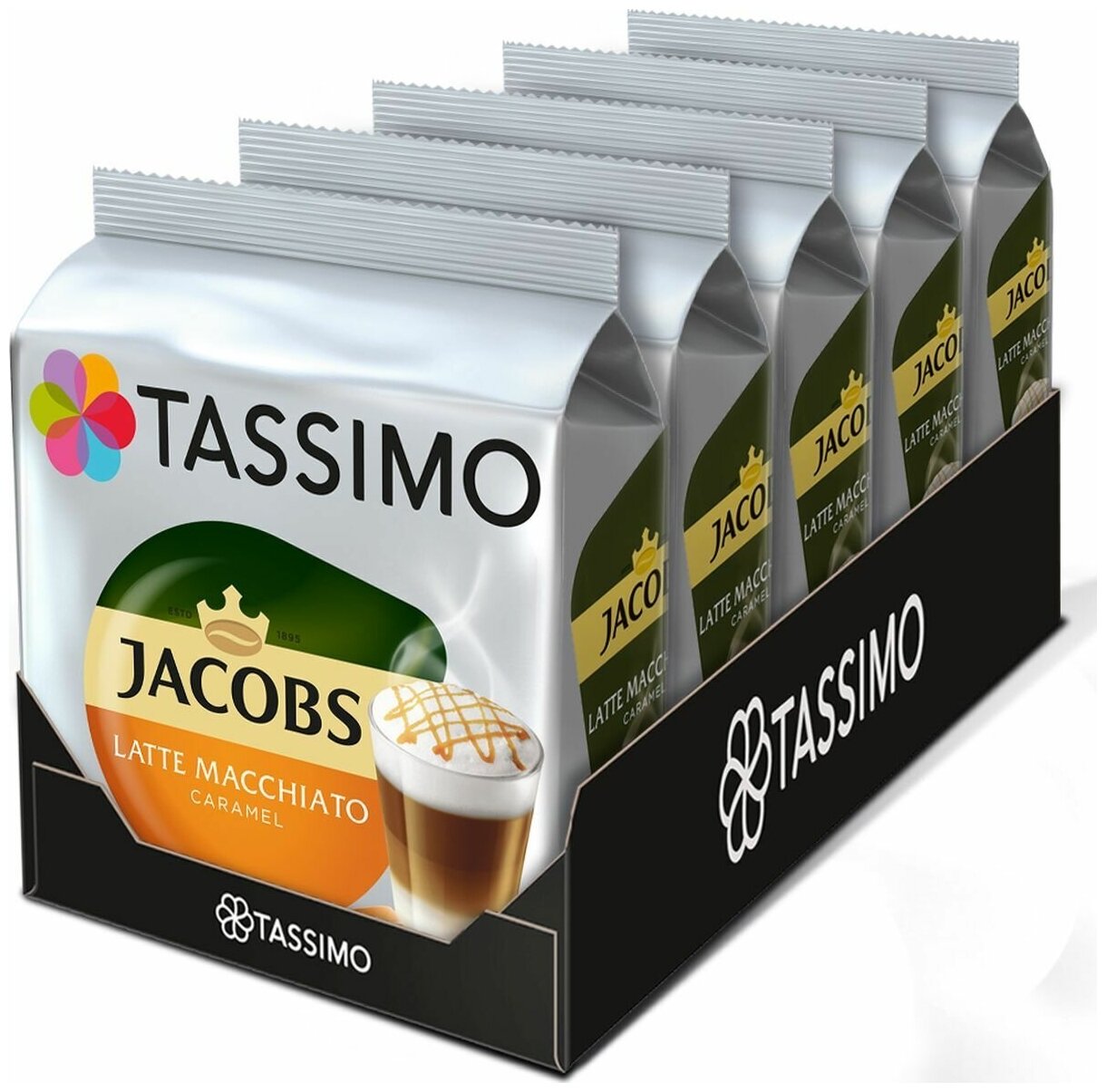 Кофе в капсулах Tassimo Latte Macchiato Caramel, 5 упаковок по 16 капсул - фотография № 1