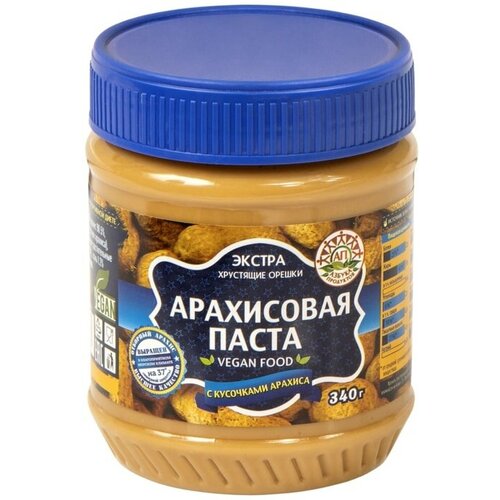 Паста арахисовая Азбука продуктов с кусочками арахиса