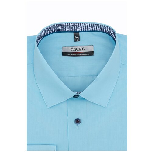 Рубашка мужская длинный рукав GREG 210/239/BL SKY/Z/2p, Полуприталенный силуэт / Regular fit, цвет Голубой, рост 174-184, размер ворота 39