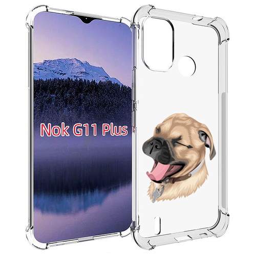 Чехол MyPads очень-довольная-собака для Nokia G11 Plus задняя-панель-накладка-бампер