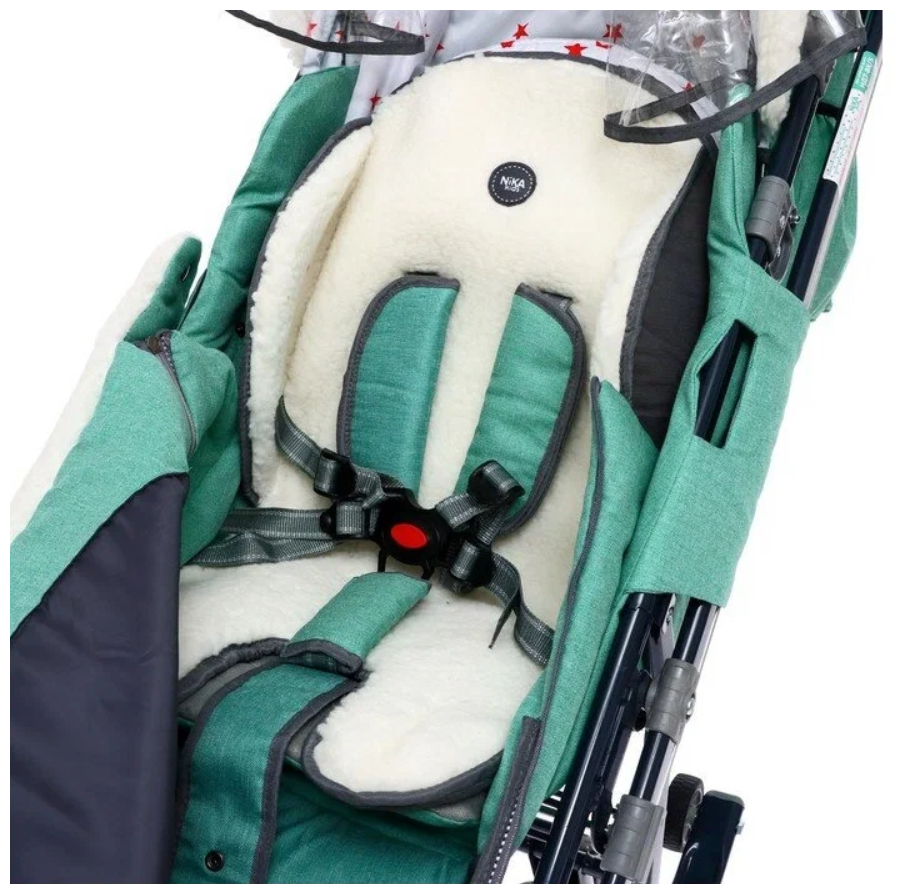 Санки-коляска комбинированная "Ника Детям 7-8K" Дино (зеленый джинс)