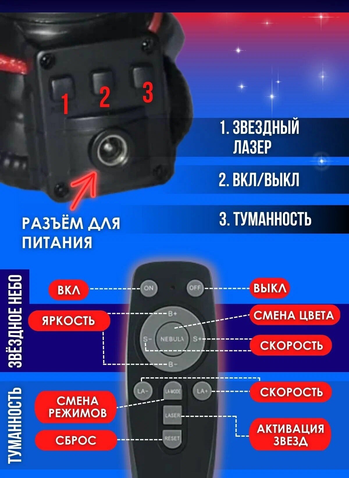 Детский ночник-проектор звездного неба "Космонавт" на подарок - фотография № 9