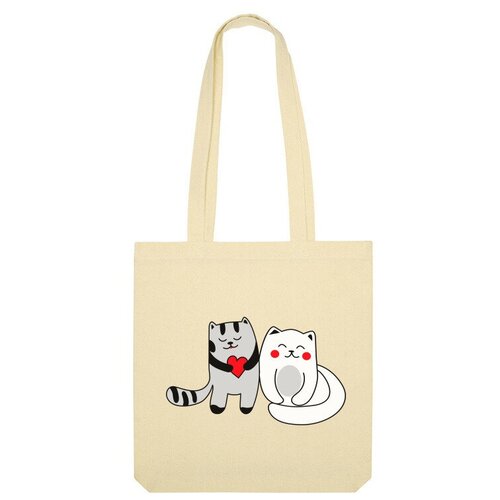 Сумка шоппер Us Basic, бежевый сумка влюбленные коты белый