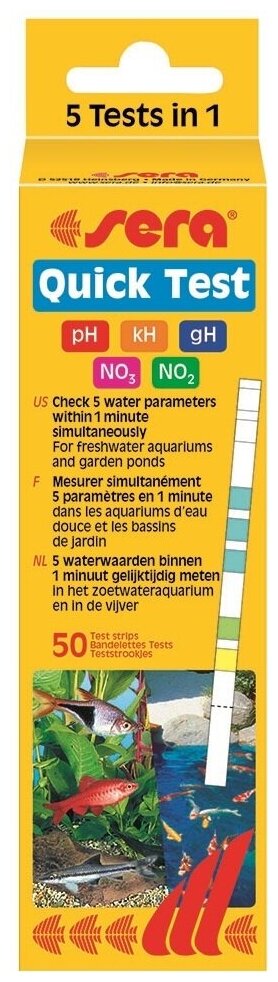 Тест на 5 параметров воды SERA Quick Test 5in1 50 полосок