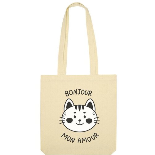 Сумка шоппер Us Basic, бежевый мужская футболка милый котик с французской надписью 2xl серый меланж