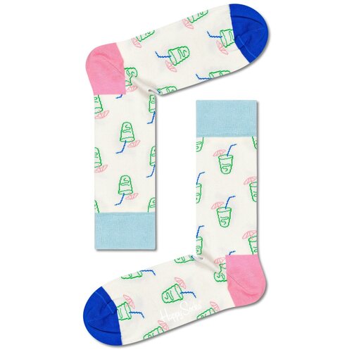 носки унисекс sacred heart sock с шапочками Носки Happy Socks, размер 36-40, бежевый, белый, мультиколор