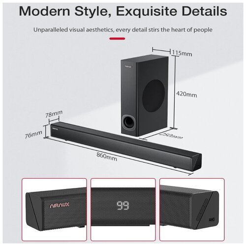 Саундбар BlitzWolf AirAux AA-SAR3 120W Bluetooth Soundbar Black 1340000₽