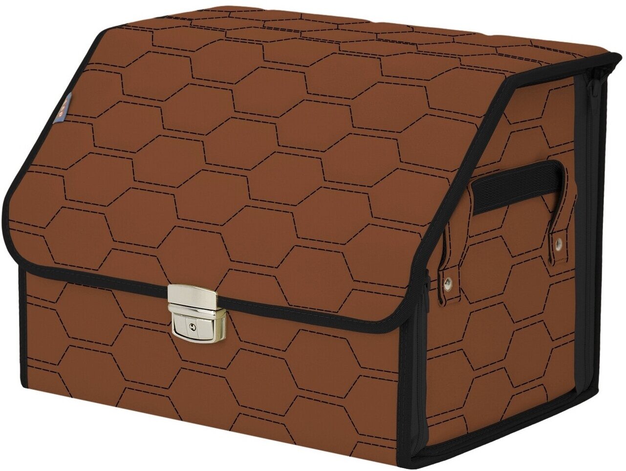 Органайзер-саквояж в багажник "Союз Премиум" (размер M). Цвет: светло-коричневый с черной прострочкой Соты.