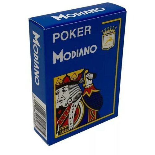 Карты "Modiano Poker" 100% plastic 4 jumbo index blue