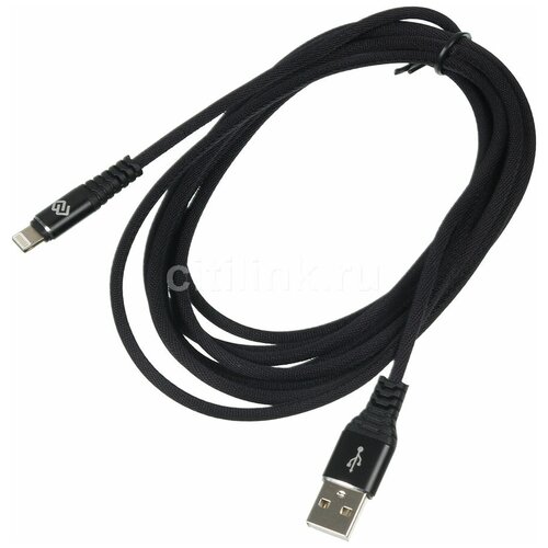 Кабель Digma LIGHT-3M-BRAIDED-BLK USB (m)-Lightning (m) 3м черный кабель digma microusb 1 2m blk usb m micro usb m 1 2м черный