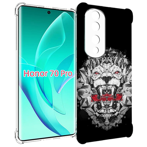 Чехол MyPads тигр-с-гранями-черно-белый для Honor 70 Pro / 70 Pro Plus задняя-панель-накладка-бампер