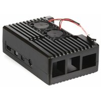 Корпус Qumo RS021 Aluminium Case with double black fans, for Raspberry Pi 4, black, закрытый