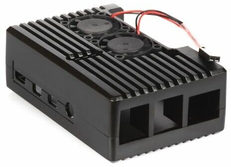 Корпус Qumo RS021 Aluminium Case with double black fans, for Raspberry Pi 4, black, закрытый