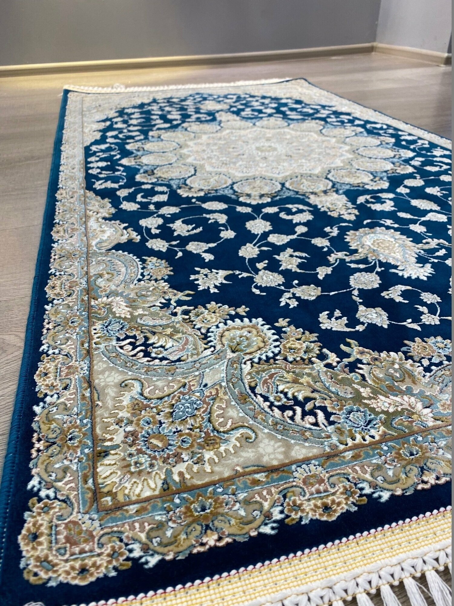 Иранский прикроватный коврик, 0.8 х 1.5 м, Прямоугольный , Blue - фотография № 3