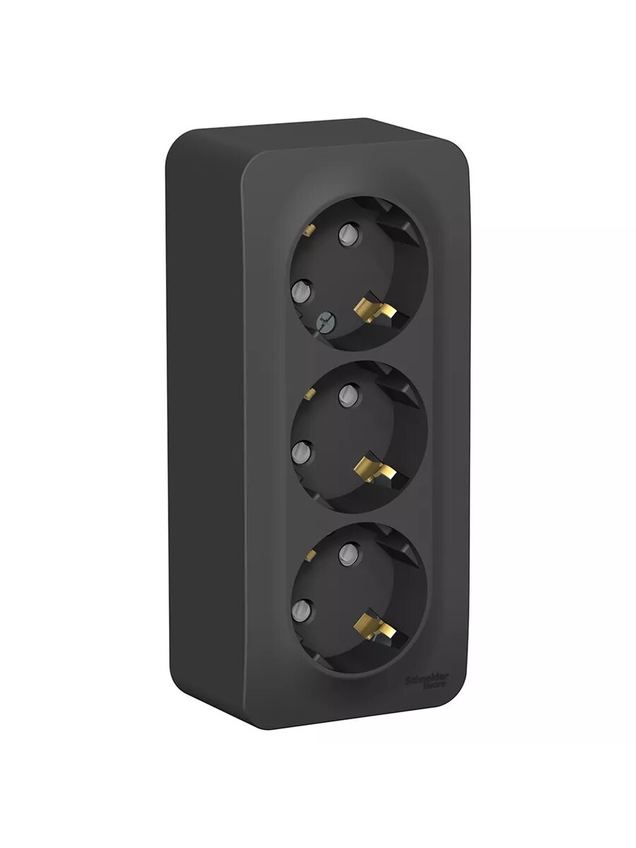 фото Розетка тройная накладная с заземлением