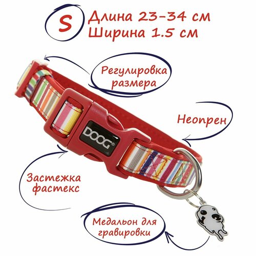 Для ежедневного использования ошейник DOOG неопреновый, обхват шеи 23-34 см, красный, S