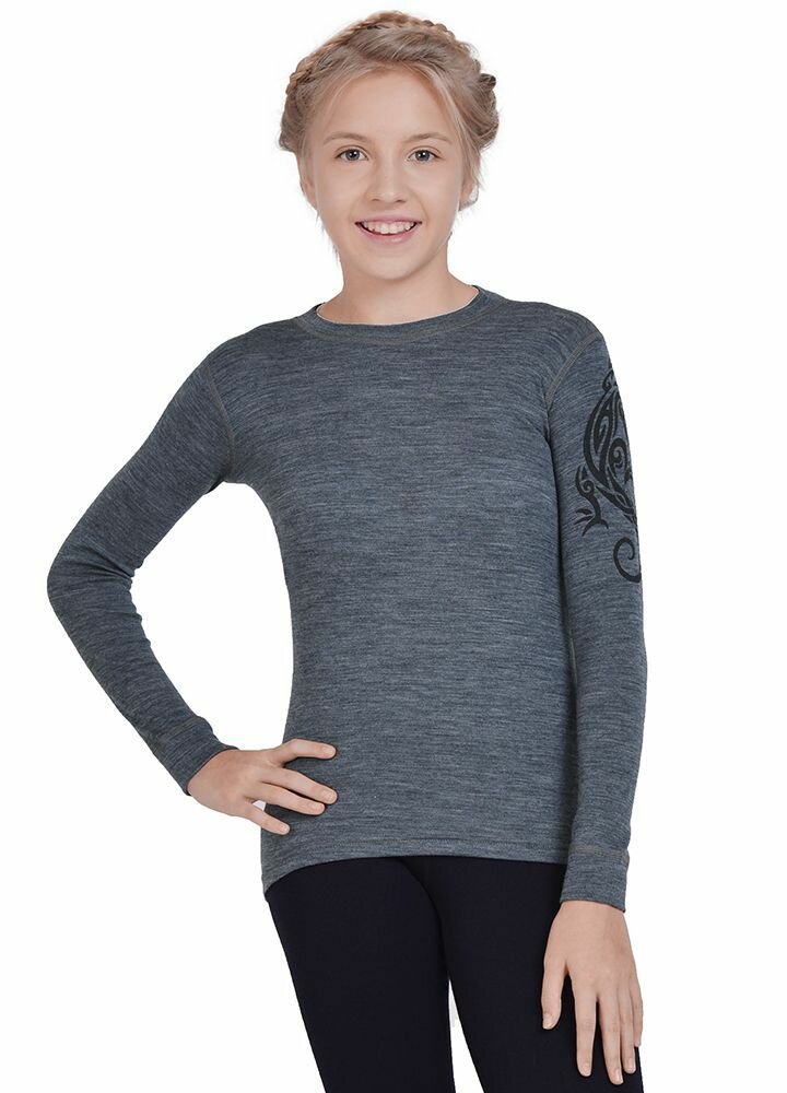 Термолонгслив Fish Raid размер 140-146 серый меланж