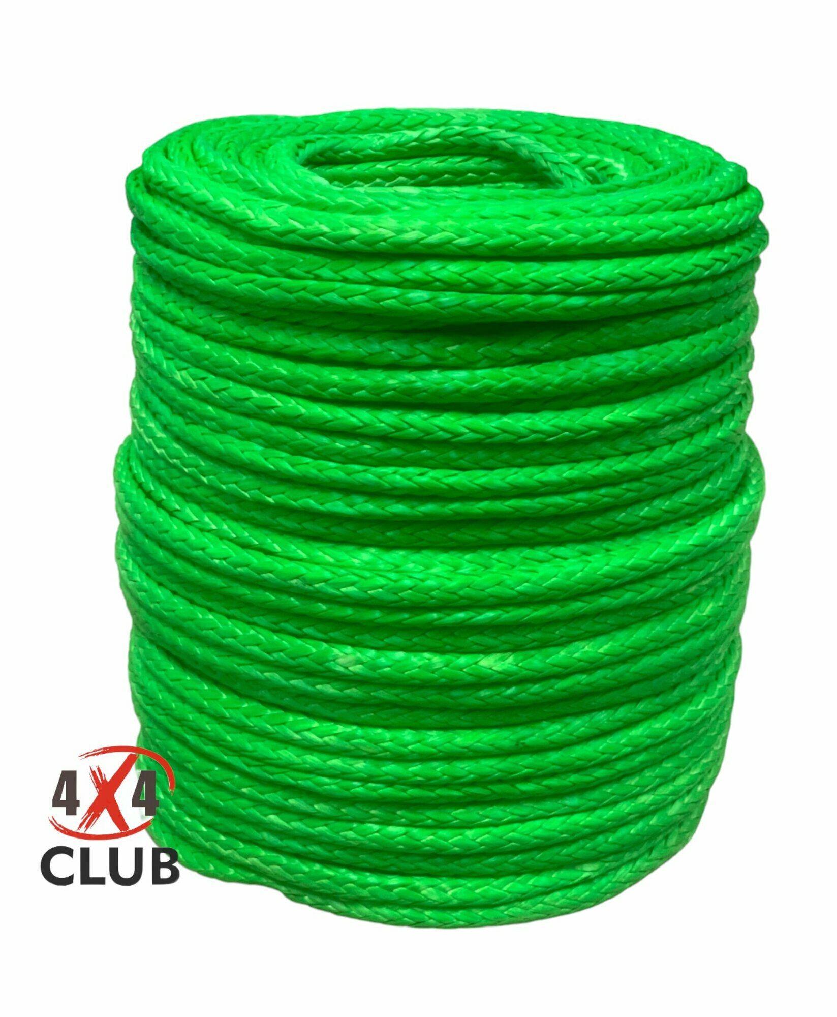 Синтетический лебедочный трос XL Rope метражом 8 мм 10 метров. Максимальная нагрузка 5800 кг. Цвет зеленый