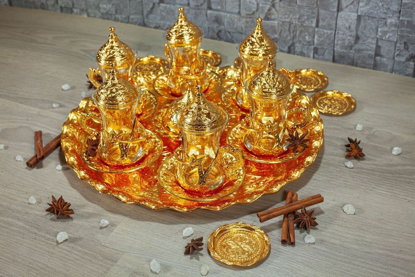 Набор армуд подарочный золото с подносом — фото 1