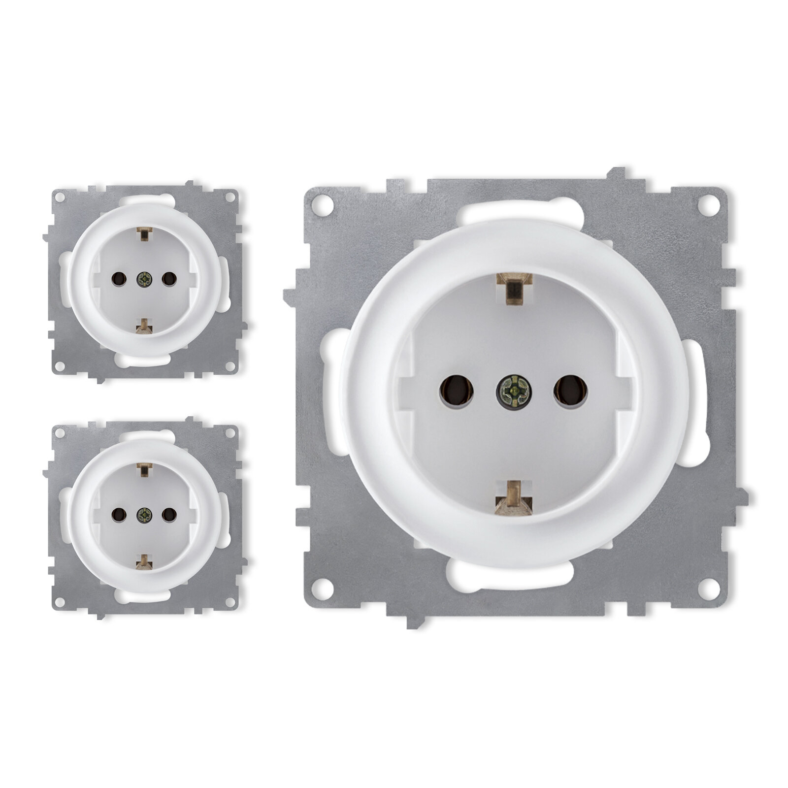 Комплект OneKeyElectro-Розетка с заземлением, винтовые контакты, цвет белый (3 шт.)