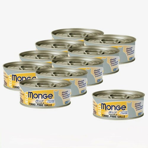 Monge Влажный корм jelly Adult cat для взрослых кошек с желтоперым тунцом, консервы 80г*12шт