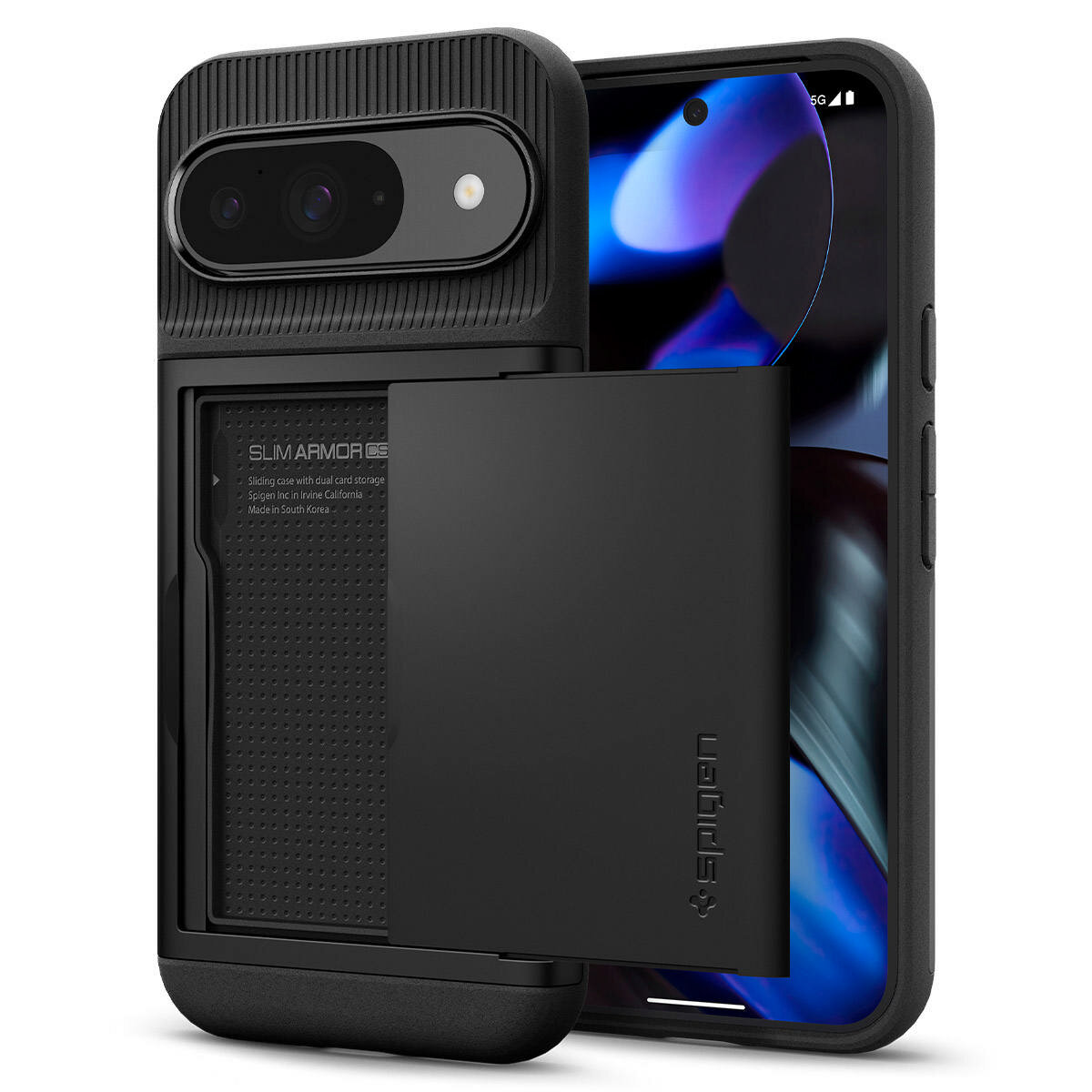 Чехол-картхолдер Spigen на Google Pixel 9 Pro/9 (ACS07695) Slim Armor CS / Спиген Чехол-картхолдер для Пиксель 9 Черный