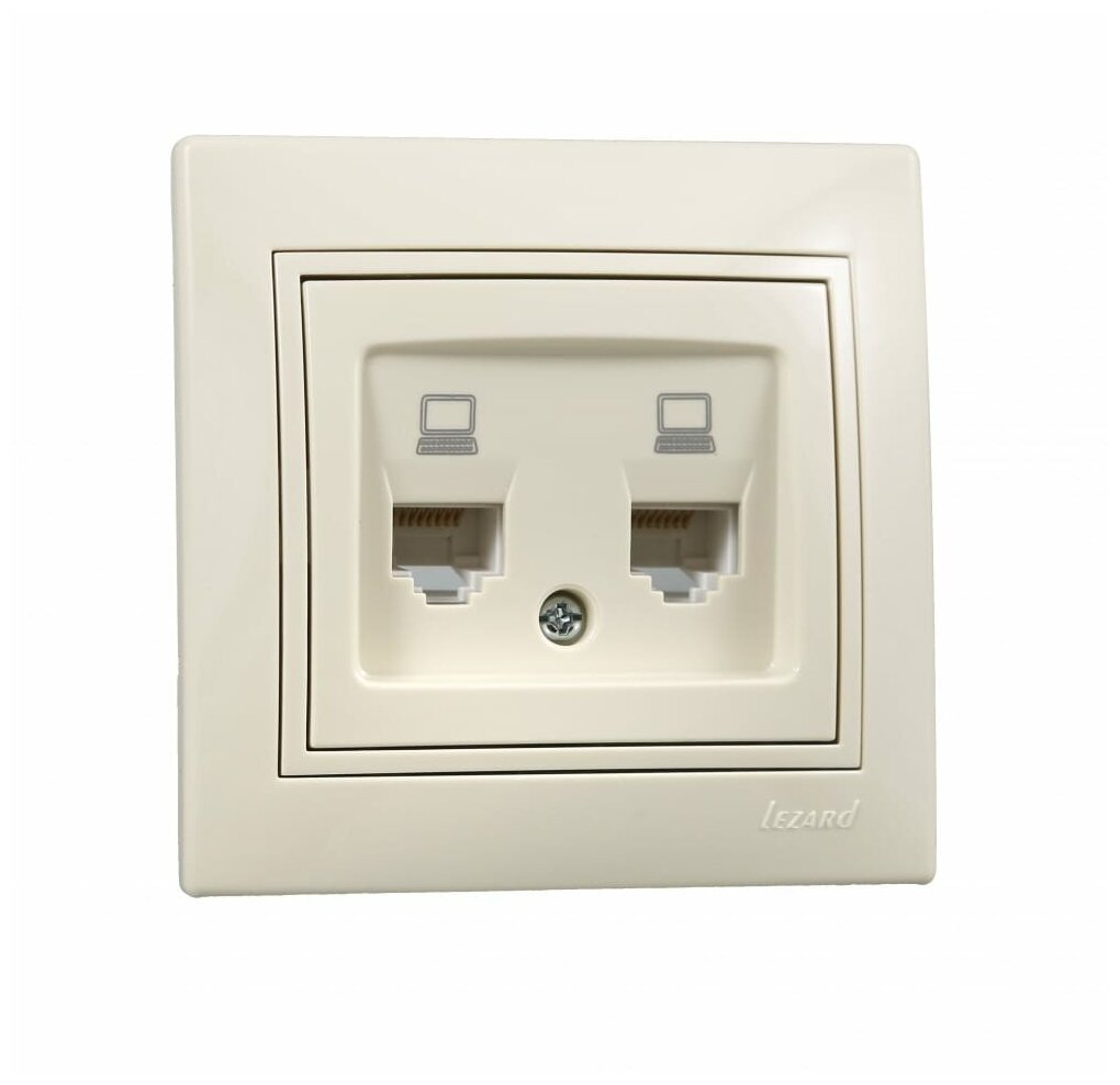 Розетка RJ45x2 крем с вст крем Lezard Мира 701-0303-141