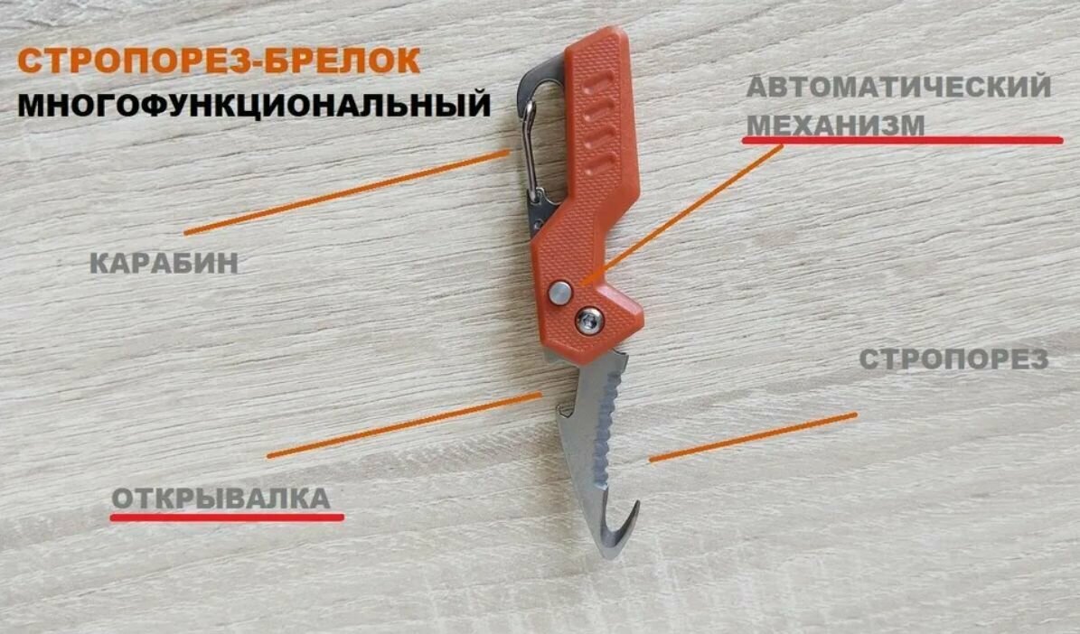 Стропорез-брелок мультифункциональный, черный, стильный, маленький — фото 1