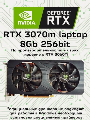 Изображение товара Видеокарта NVIDIA GeForce RTX 3070 laptop, 8ГБ GDDR6, 2 вентилятора, 3070m