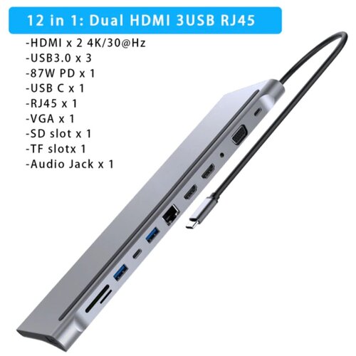 Концентратор USB-HUB c HDMI Type-C 12 в 1 для MacBook 479000₽