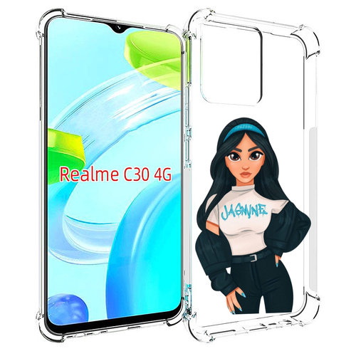 Чехол MyPads жасмин-в-джинсах женский для Realme C30 4G / Narzo 50i Prime задняя-панель-накладка-бампер чехол mypads рапунцель в тату женский для realme c30 4g narzo 50i prime задняя панель накладка бампер