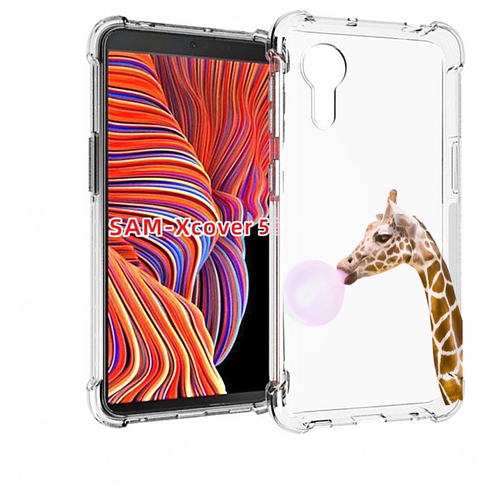 Чехол MyPads жираф-с-жвачкой для Samsung Galaxy Xcover 5 задняя-панель-накладка-бампер