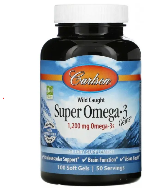 Carlson Labs Wild Caught Super Omega-3 Gems 600 mg( Супер Омега 3 в капсулах)-100 капс.