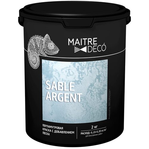 Краска поливинилацетатная Maitre Deco Sable Argent глянцевая серебристый 2 л 2 кг краска декоративная maitre deco sable argent 1 кг цвет серебристый