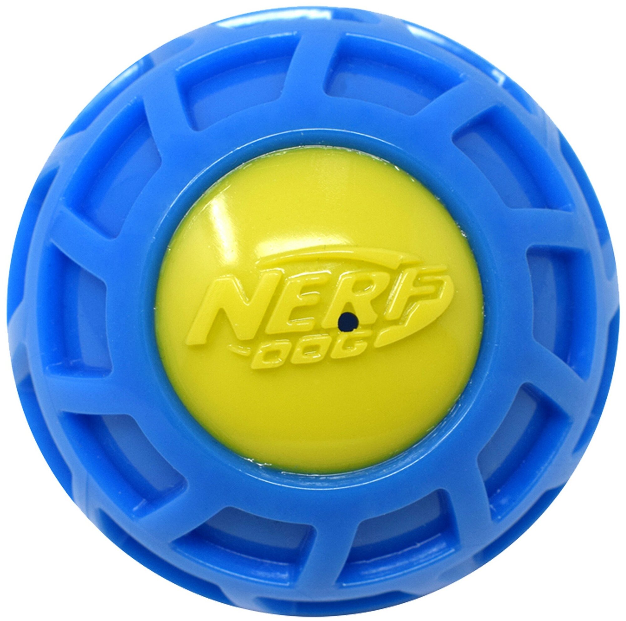 NERF Микро игрушка для собак рифленый мяч из термпопластичной резины, синий зеленый - 10 см - фотография № 7