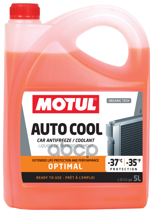 Motul Auto Cool Optimal (5l)_антифриз! Оранжевый -37c, Флуоресцентный Готовый, G12, G12+ MOTUL арт. 109142