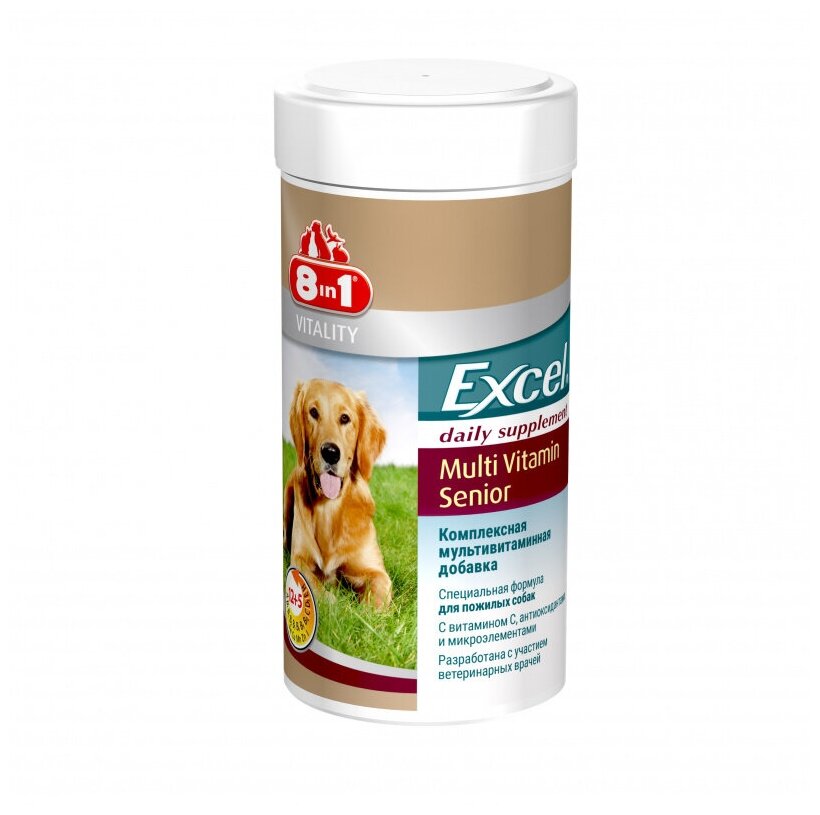 Витамины для собак в возрасте 8in1 Excel Мультивитамины, 80таб - фото №9