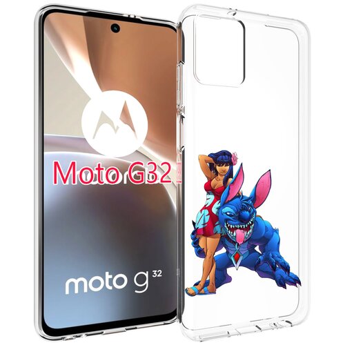 чехол mypads лило и накаченный стич детский для motorola moto g82 moto g52 задняя панель накладка бампер Чехол MyPads лило и накаченный стич детский для Motorola Moto G32 задняя-панель-накладка-бампер