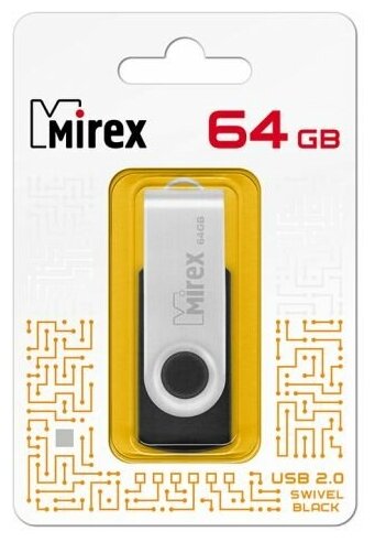 Накопитель USB 2.0 64GB Mirex SWIVEL 13600-FMURUS64 чёрный (ecopack)