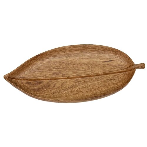 Деревянная тарелка блюдо из массива дуба Лист 21 х 10 см