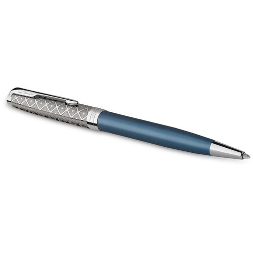 Ручка шариковая Parker Sonnet Premium K537 (2119649) Metal Blue CT M черные чернила подар. кор.