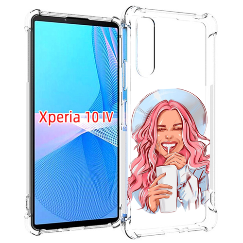 Чехол MyPads веселая-девушка-модель женский для Sony Xperia 10 IV (10-4) задняя-панель-накладка-бампер чехол mypads веселая корова для sony xperia 10 iv 10 4 задняя панель накладка бампер