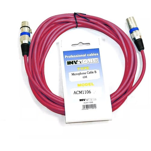 Микрофонный кабель Invotone XLR-XLR 6 метров ACM1106/R (красный)